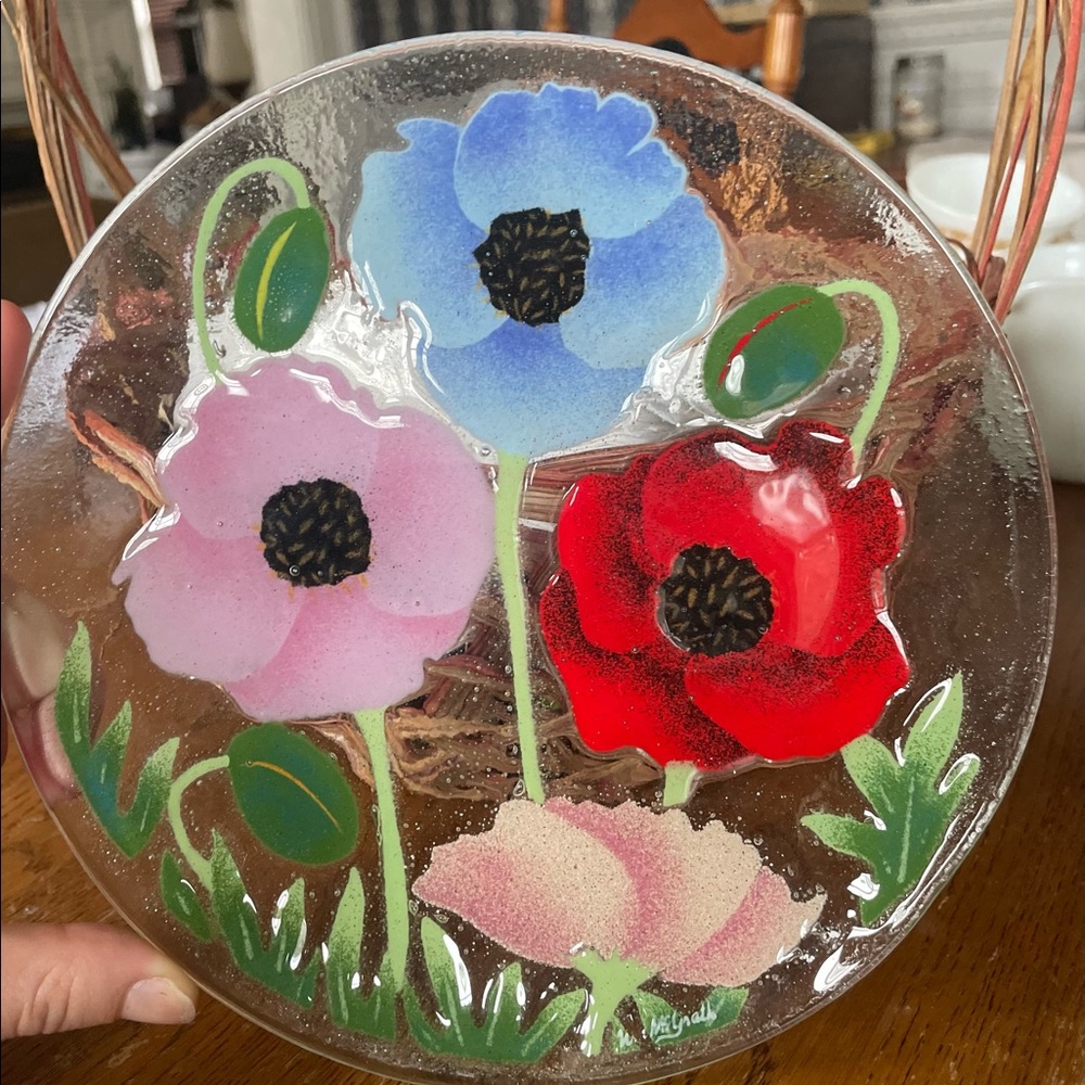 Fusion Art Poppy Passion 56236 InKogneto plate 8” Garden Floral Cottage